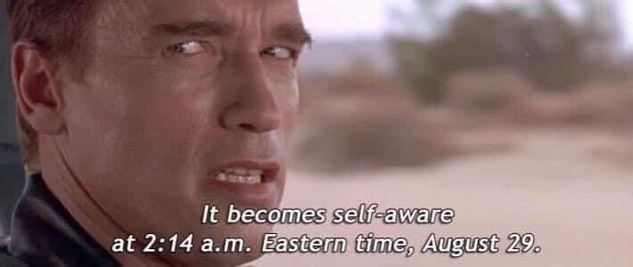 It becomes self-aware
    at 2:14 a.m. Eastern time, August 29.